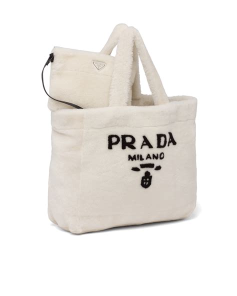 prada shearling tote bag|Prada tote bag vintage.